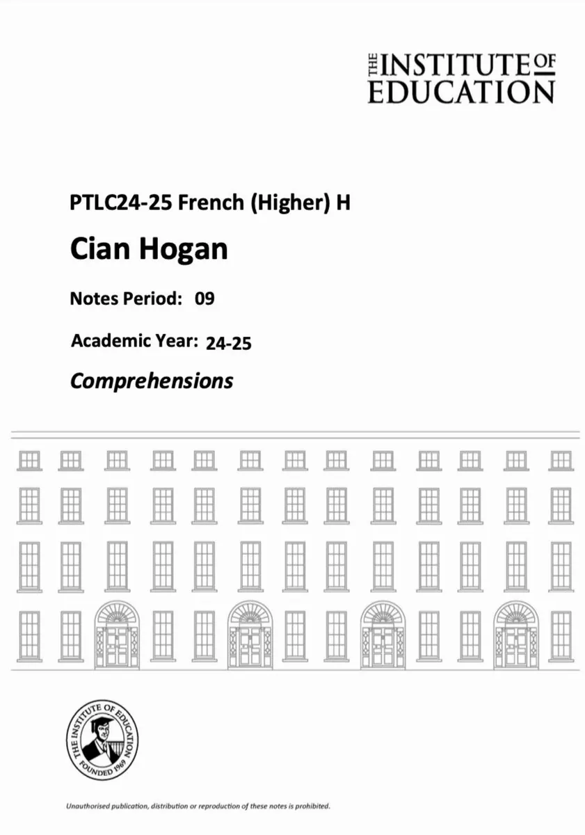 Institute of Education Leaving Cert French Notes - Image 2
