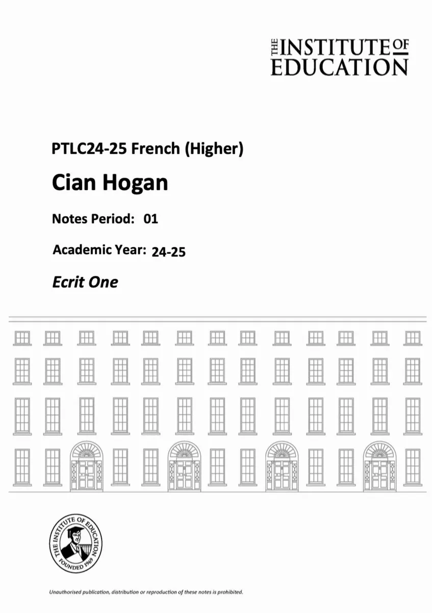 Institute of Education Leaving Cert French Notes - Image 4