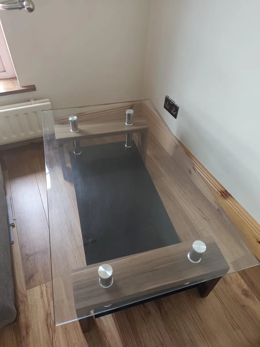 Dark oak glass coffee table - Image 2