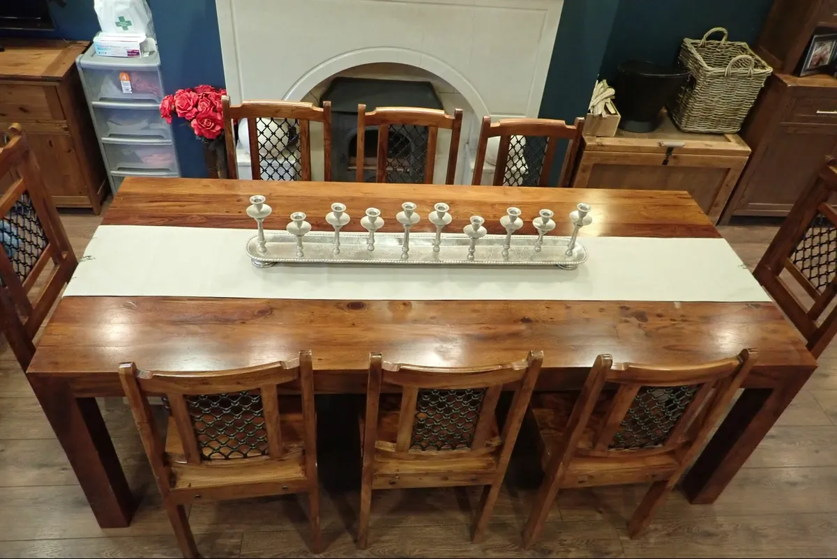 8 Chair Monkey Wood Dining Table - Image 2