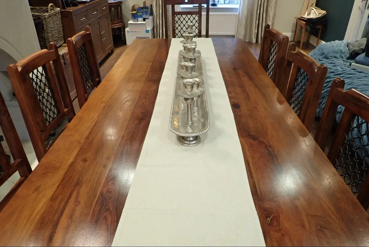 8 Chair Monkey Wood Dining Table - Image 3