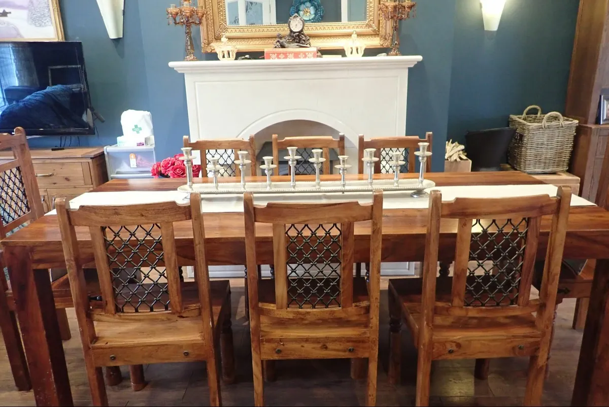 8 Chair Monkey Wood Dining Table - Image 4