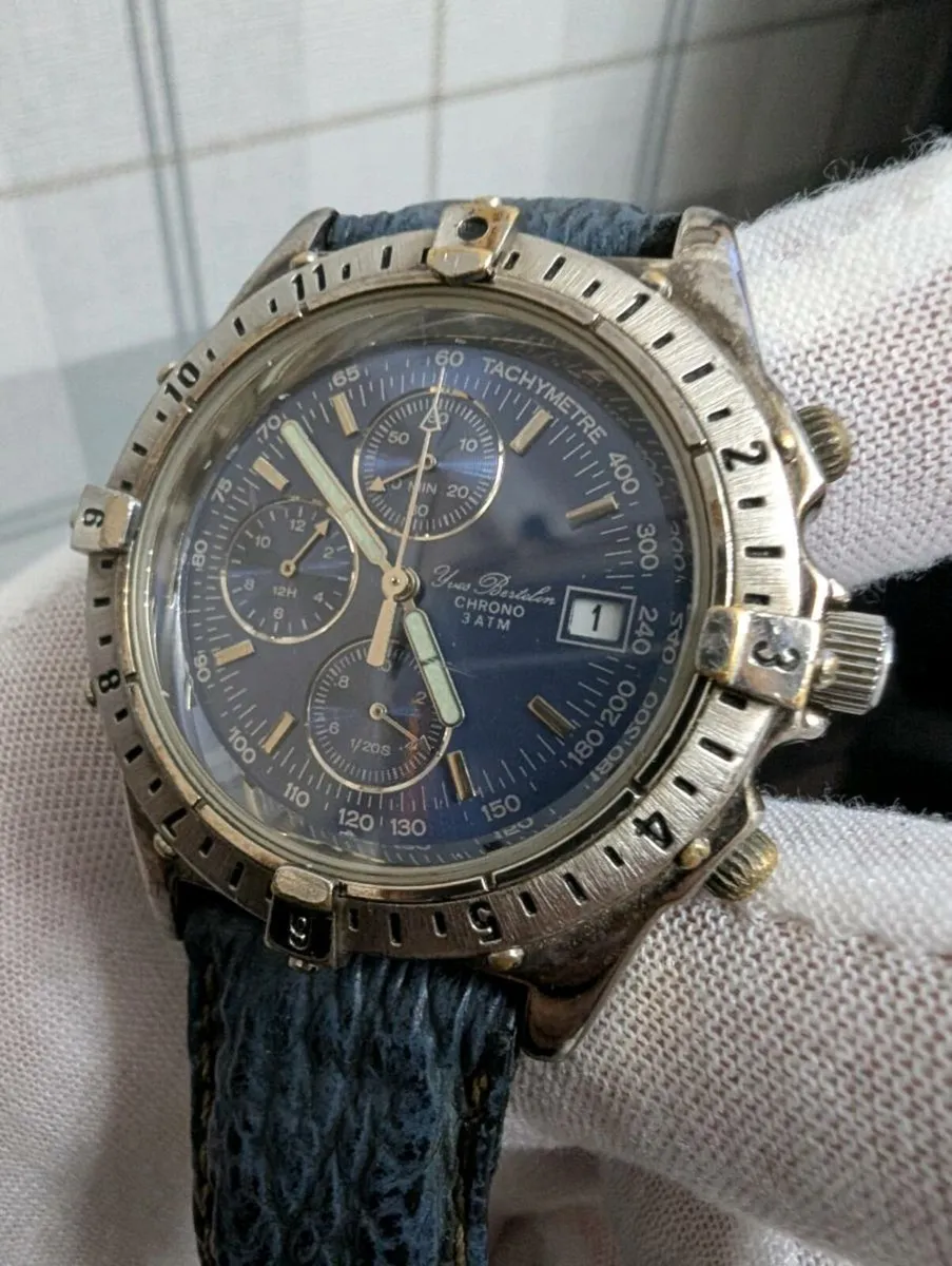 Yves Bertelin Chrono Watch Blue Dial Tachymeter - Image 2
