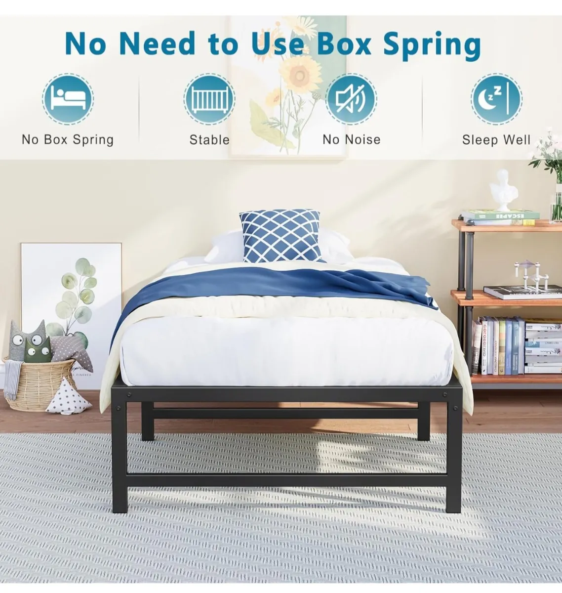 3ft Single Bed Heavy Duty Steel Slats Single Metal - Image 2