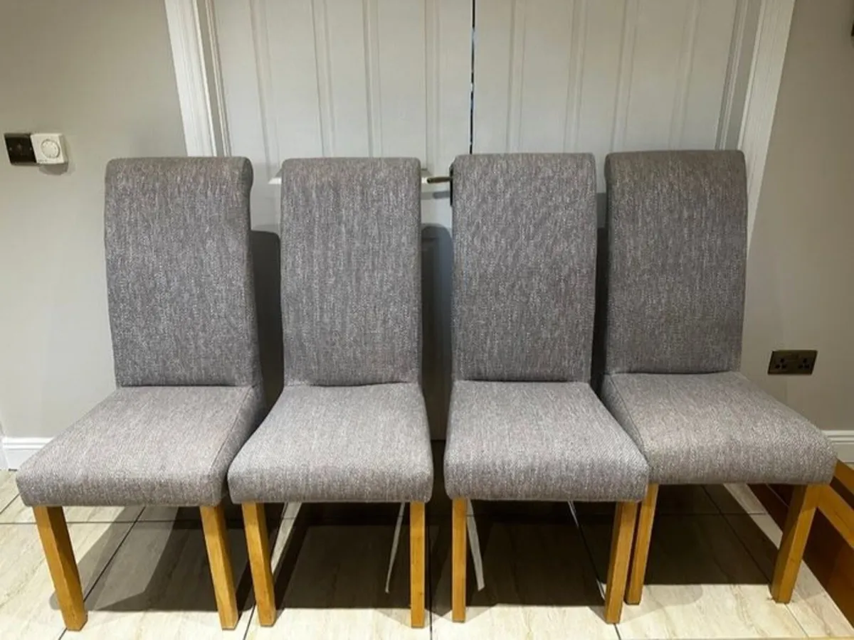 Solid Wood Table & 4 Upholstered Chairs - Image 3