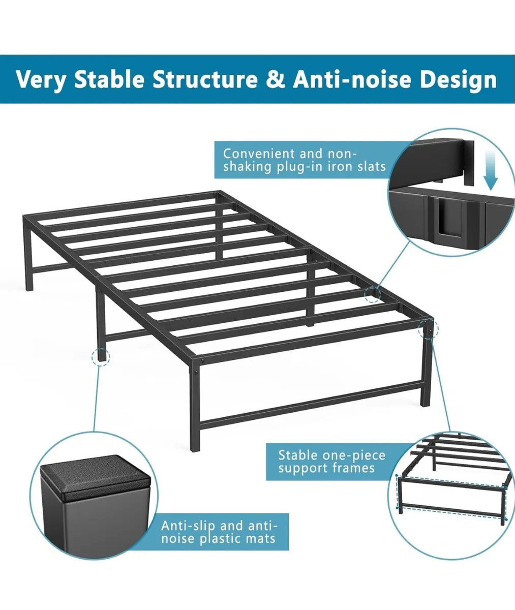 3ft Single Bed Heavy Duty Steel Slats Single Metal - Image 2