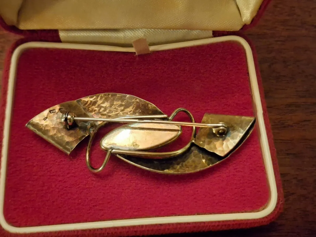 Vintage 900 SILVER Modernist Brooch & black onyx - Image 3