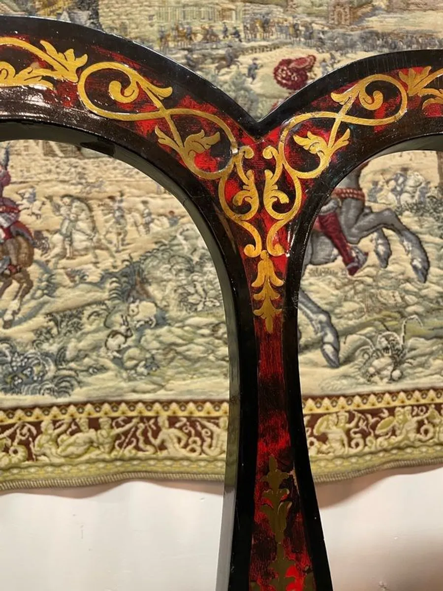 Decorative Boulle Style Lacquered Wood Settee - Image 4