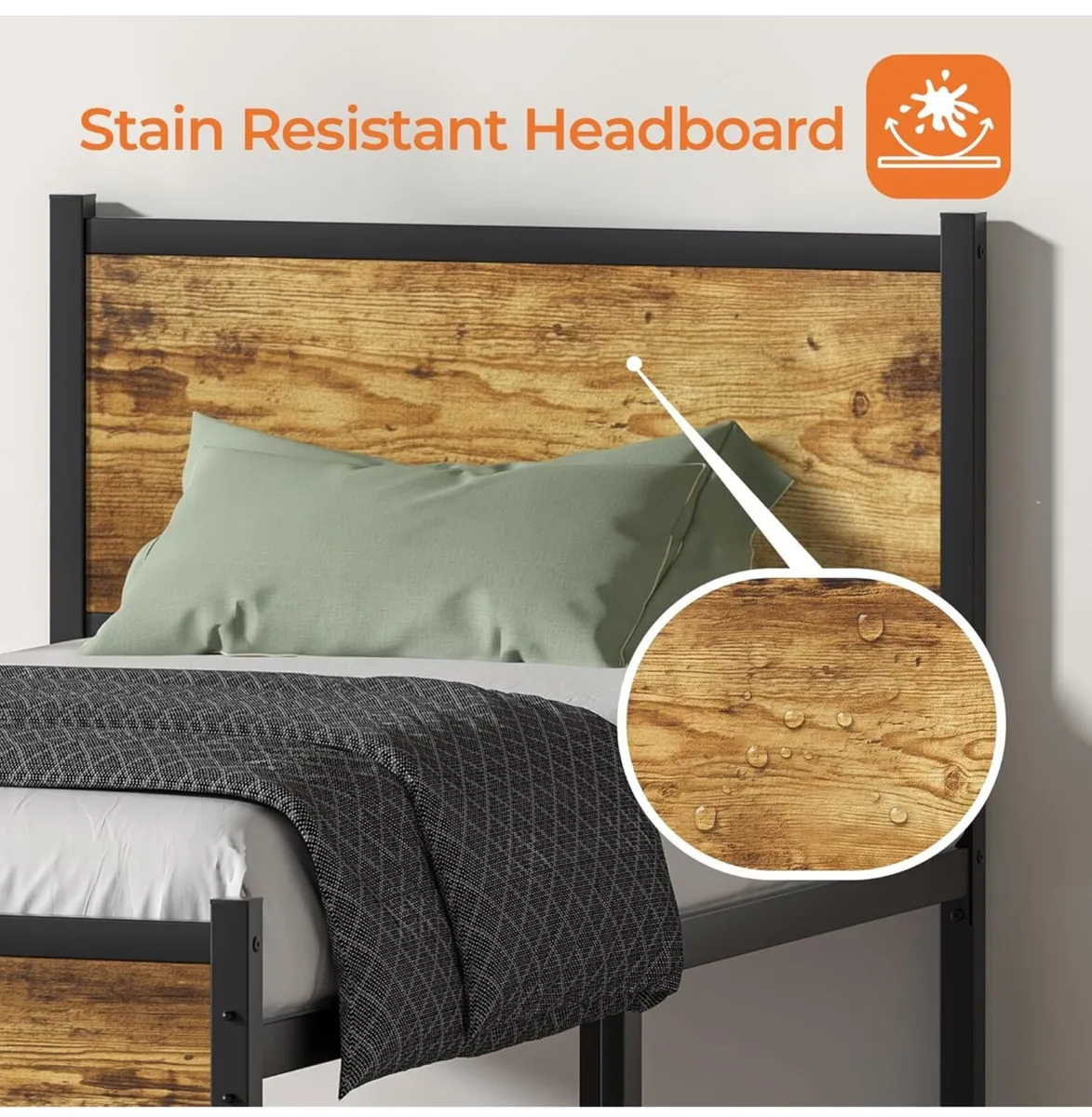Bed Frame with Wooden Headboard and Footboard - Image 4