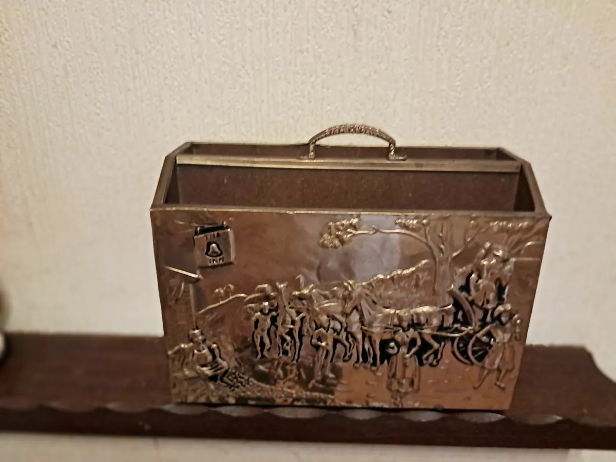 antique brass magazine rack - Image 1