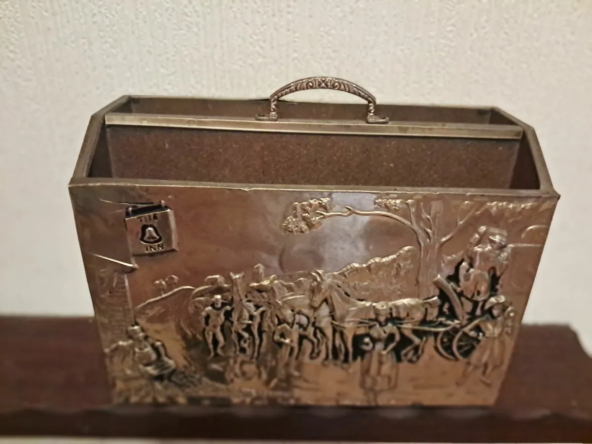 antique brass magazine rack - Image 4