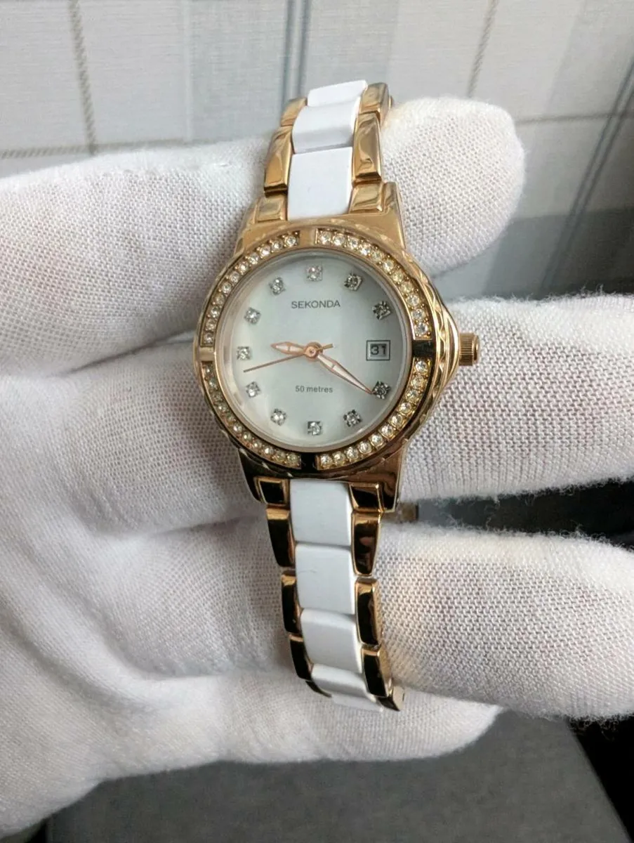 SEKONDA Ladies' Rose Gold & White Ceramic Dress - Image 1