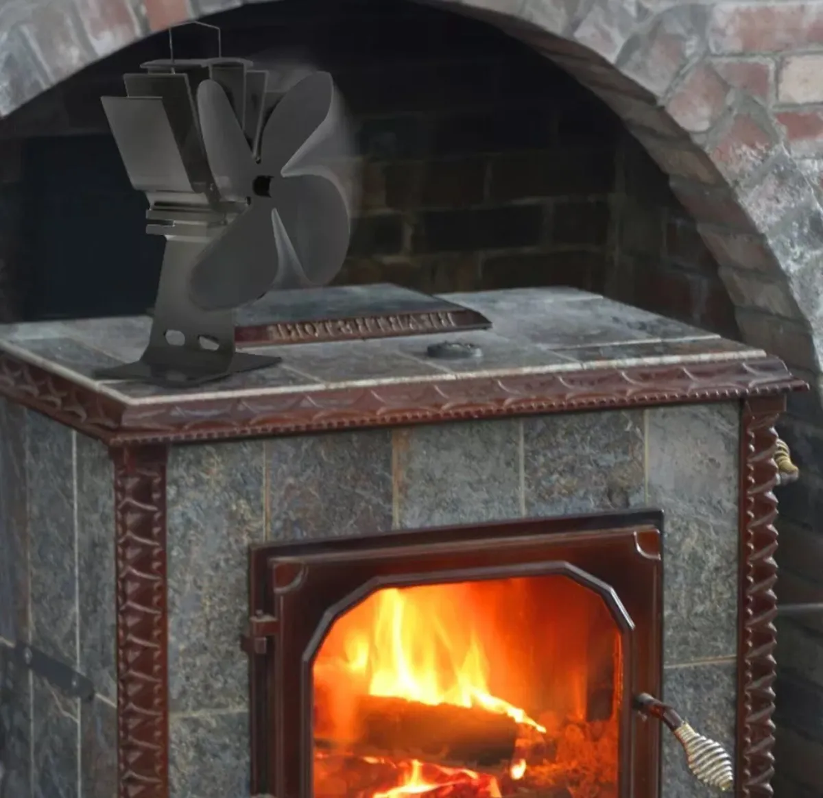4 Blade Stove Top Fan for Log Burner & Temp Gauge - Image 3