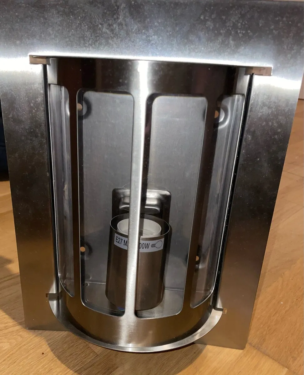 2 Outdoor Wall Lights Stainless Steel E27 Socket - Image 2