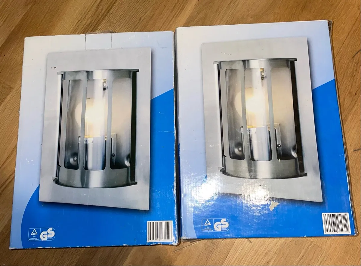 2 Outdoor Wall Lights Stainless Steel E27 Socket - Image 3