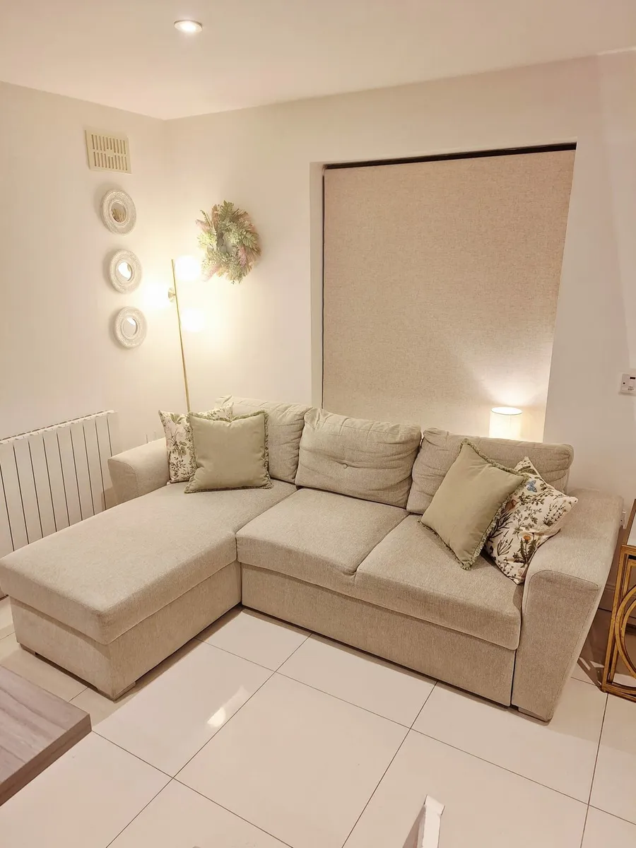 Beige corner sofa bed - Image 1