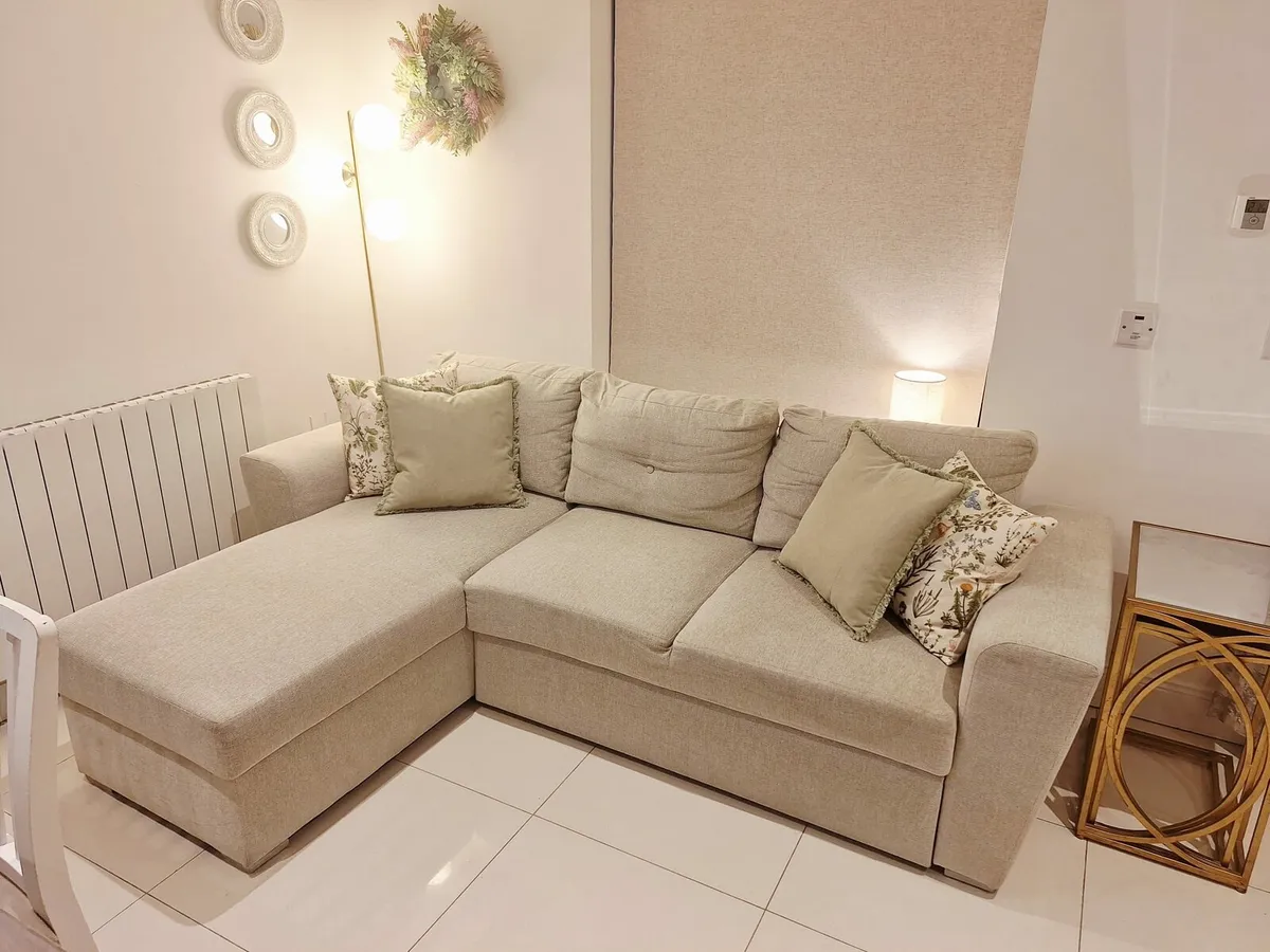 Beige corner sofa bed - Image 2