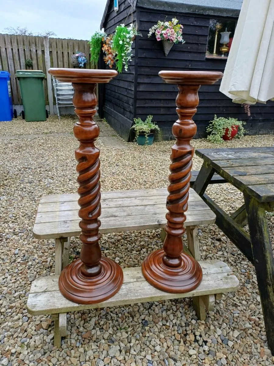 Vintage Mahogany Plant Stands - Image 1