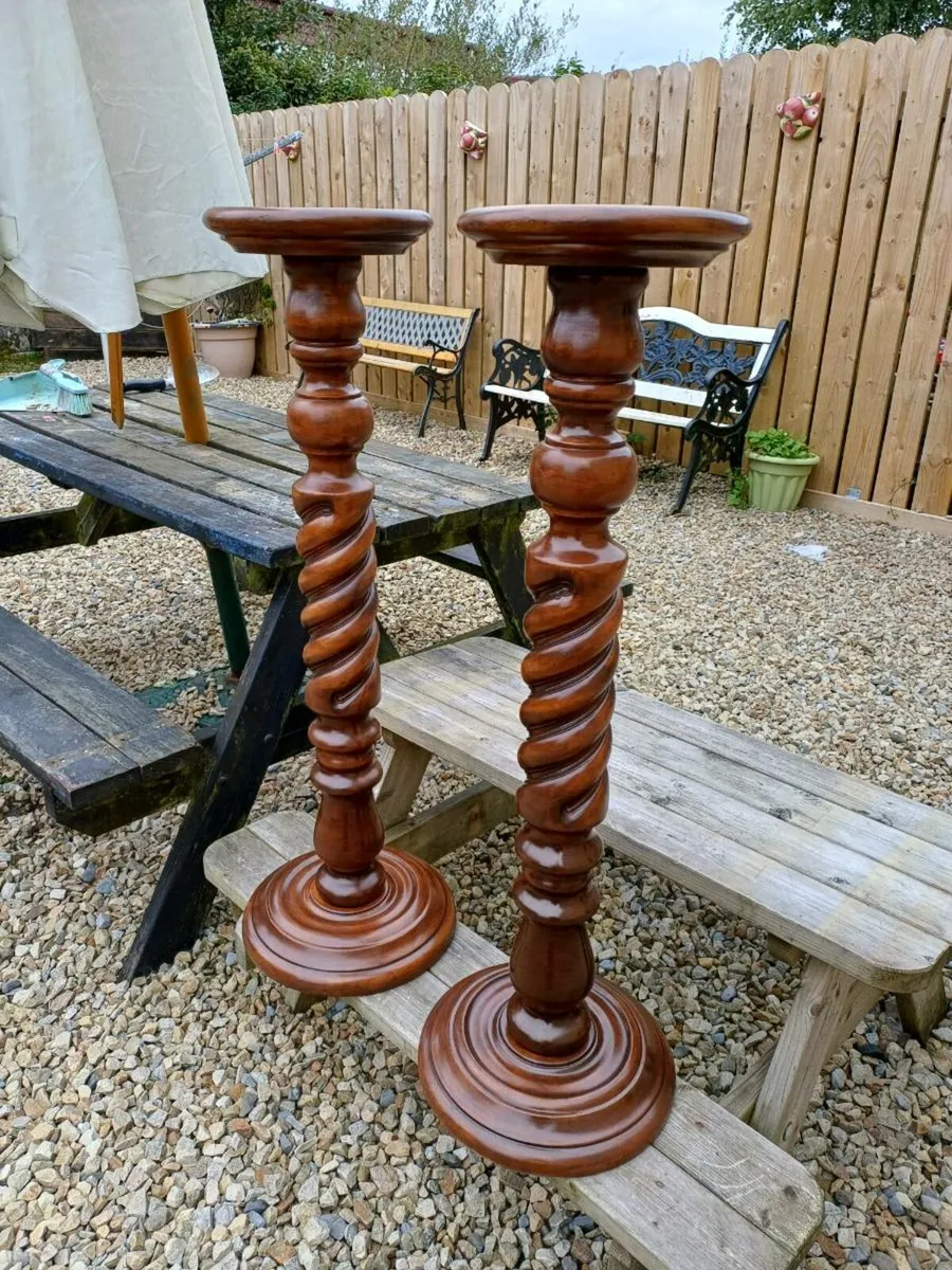 Vintage Mahogany Plant Stands - Image 2