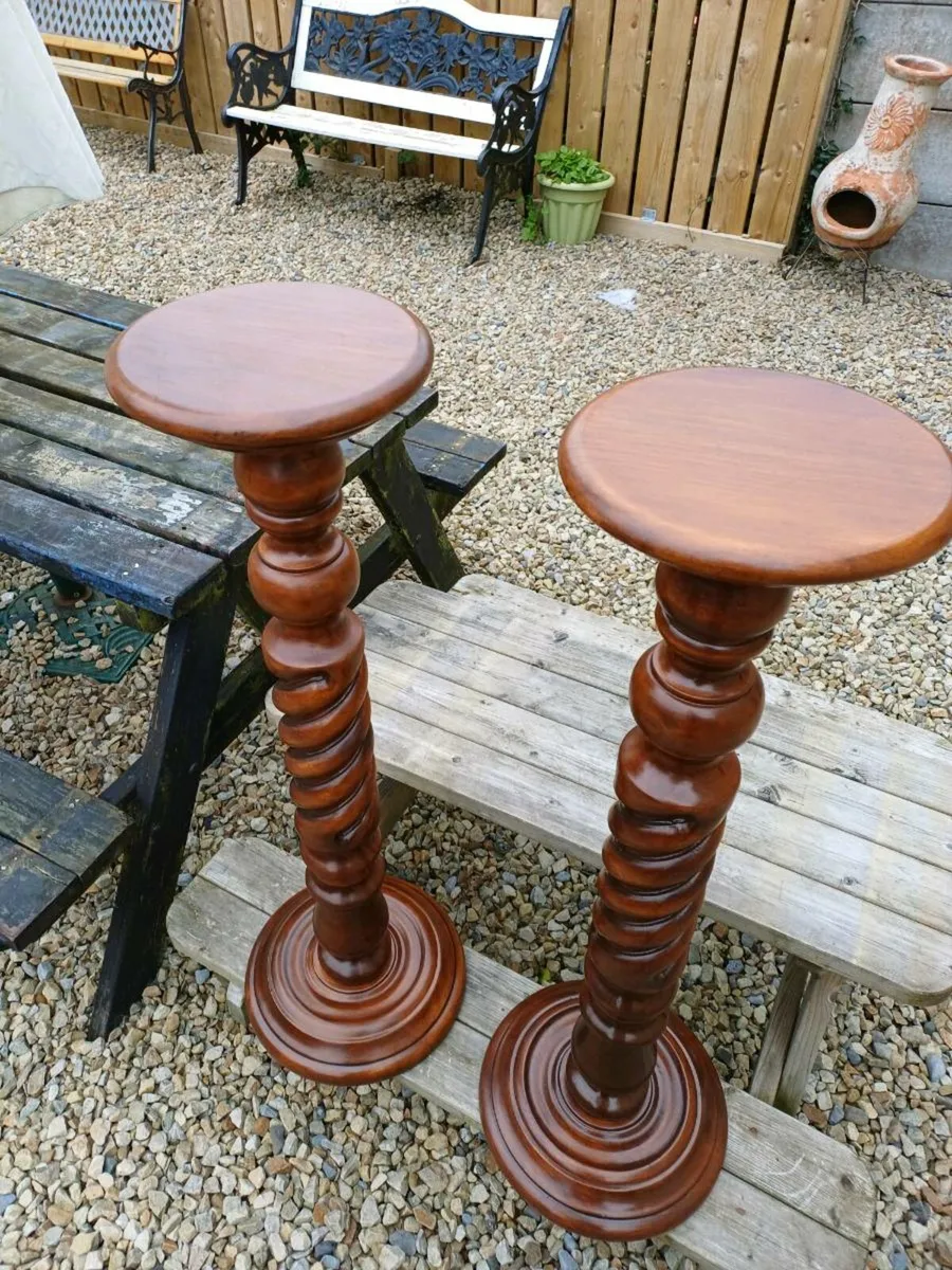 Vintage Mahogany Plant Stands - Image 3