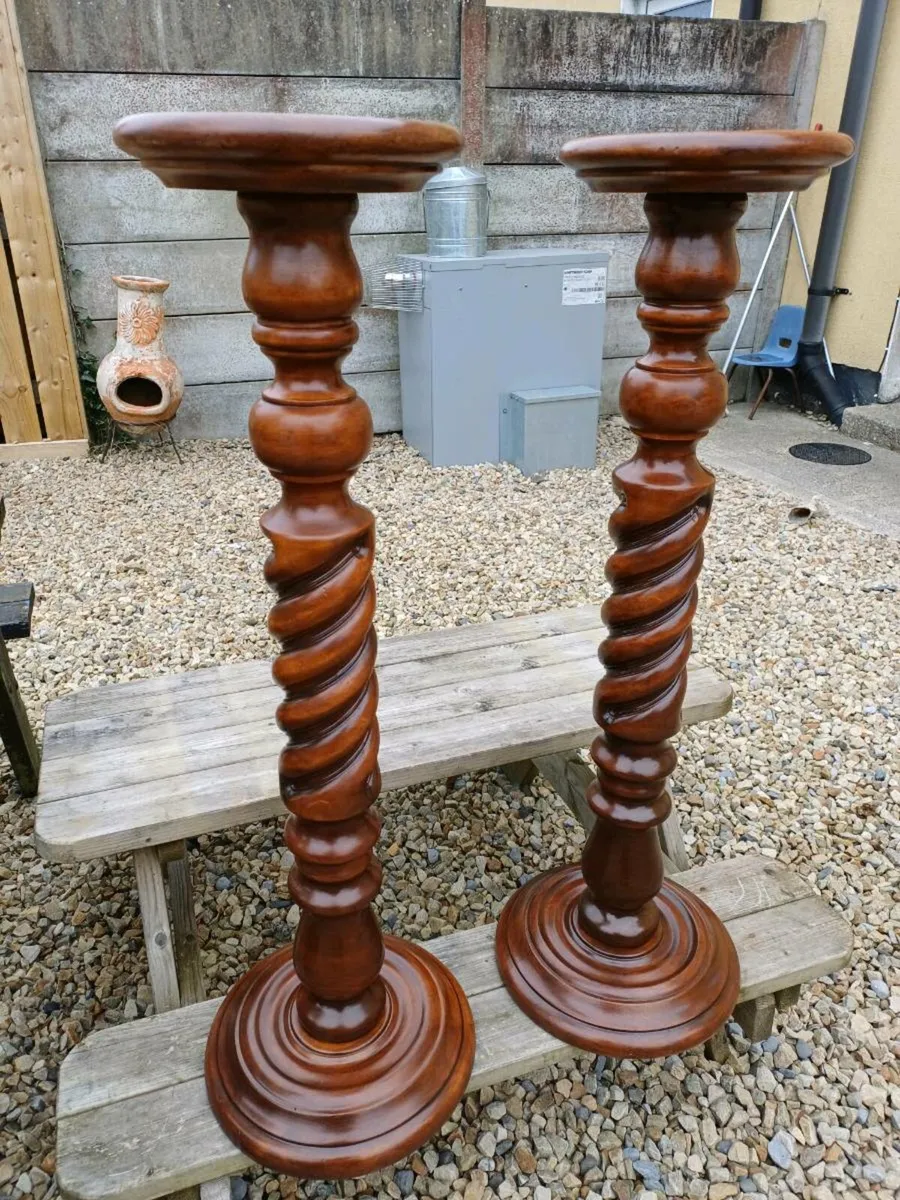 Vintage Mahogany Plant Stands - Image 4