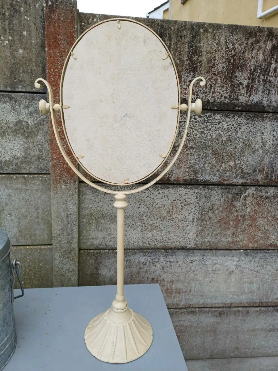 Vintage Shabby Chic Metal Table Mirror - Image 2