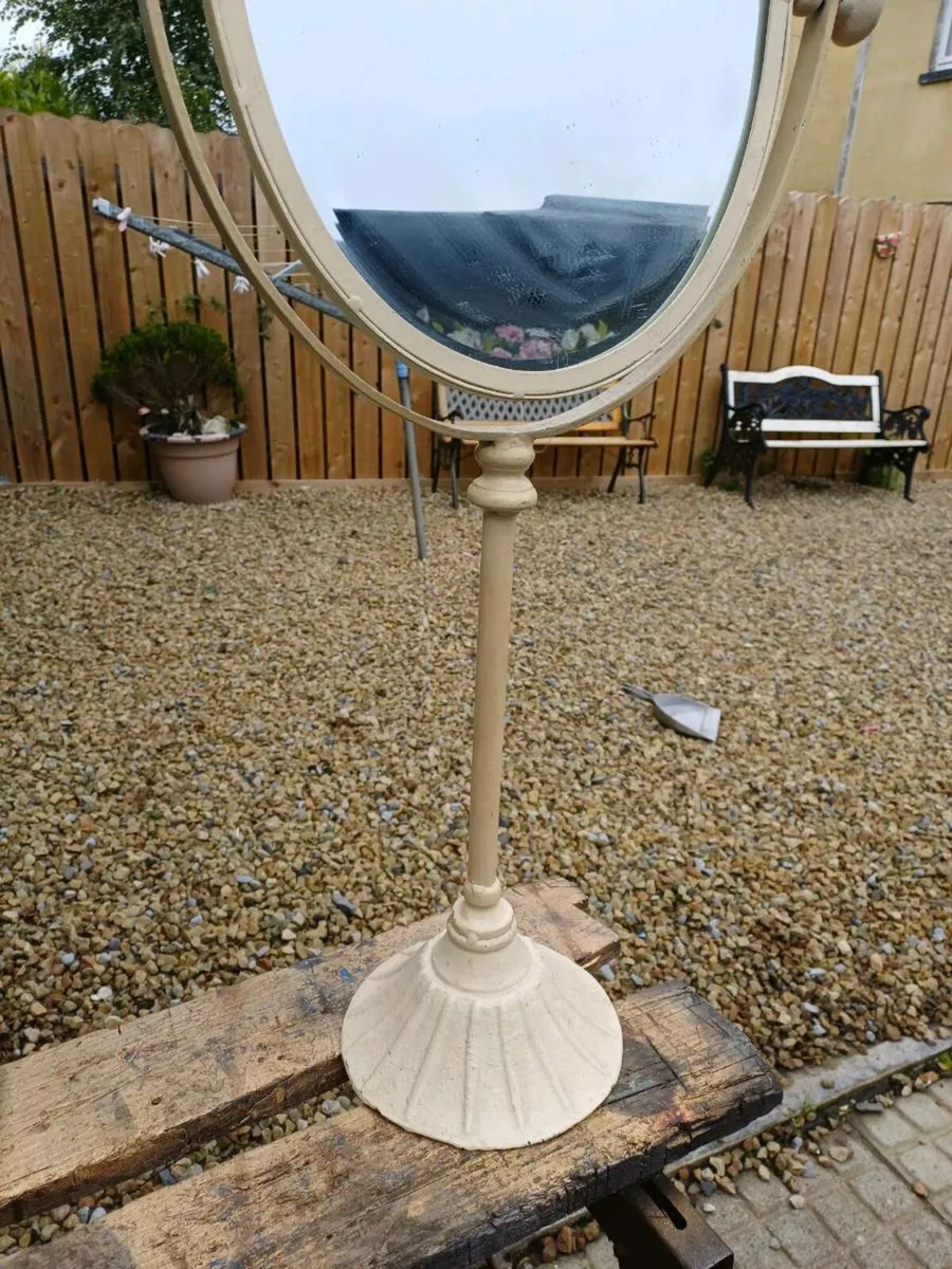 Vintage Shabby Chic Metal Table Mirror - Image 4