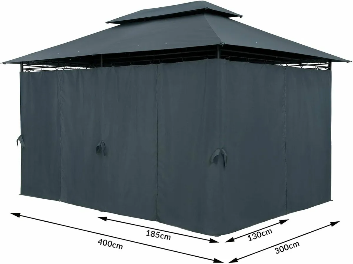 Gazebo 3 x 4 m Water-Repellent Metal Garden Stable - Image 2