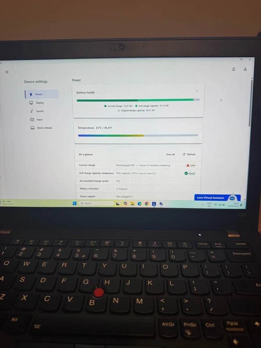 Lenovo x280 win 11 8th Gen i5 8Gb 256 NVME touchsc - Image 2