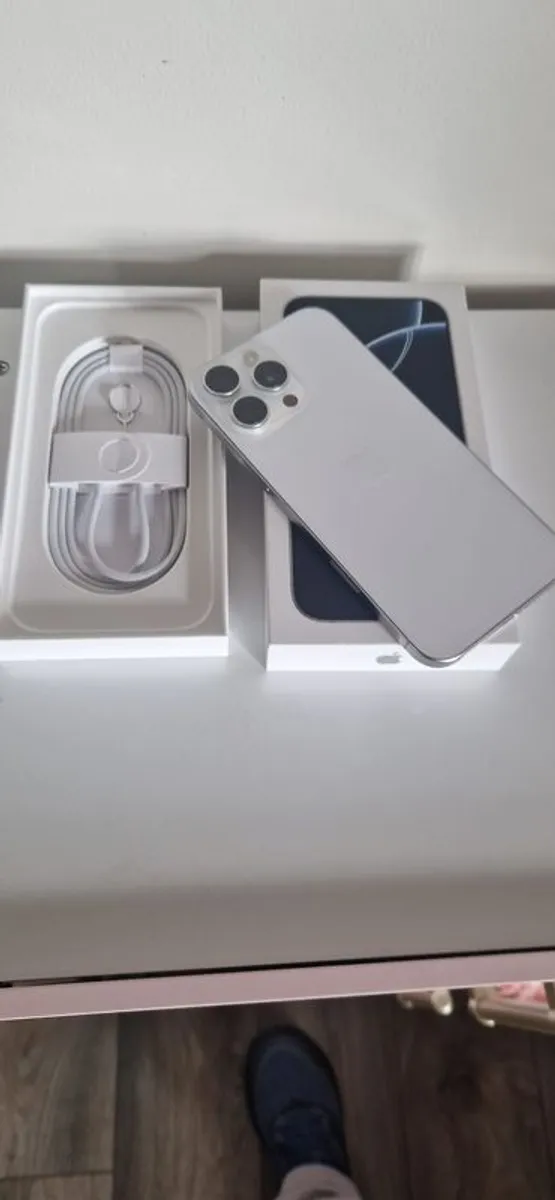 IPhone 16 Pro Max White Titanium 256GB Sim Free  Apple receipt just upgraded BH 98 also Desert Titanium 256GB Sim Free BH97 - Image 1