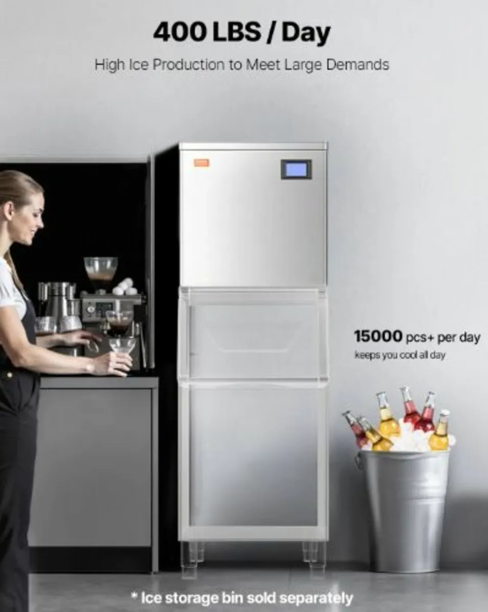 Commercial Ice Maker 400 lbs/Day Self-Cleaning Ice - Image 3