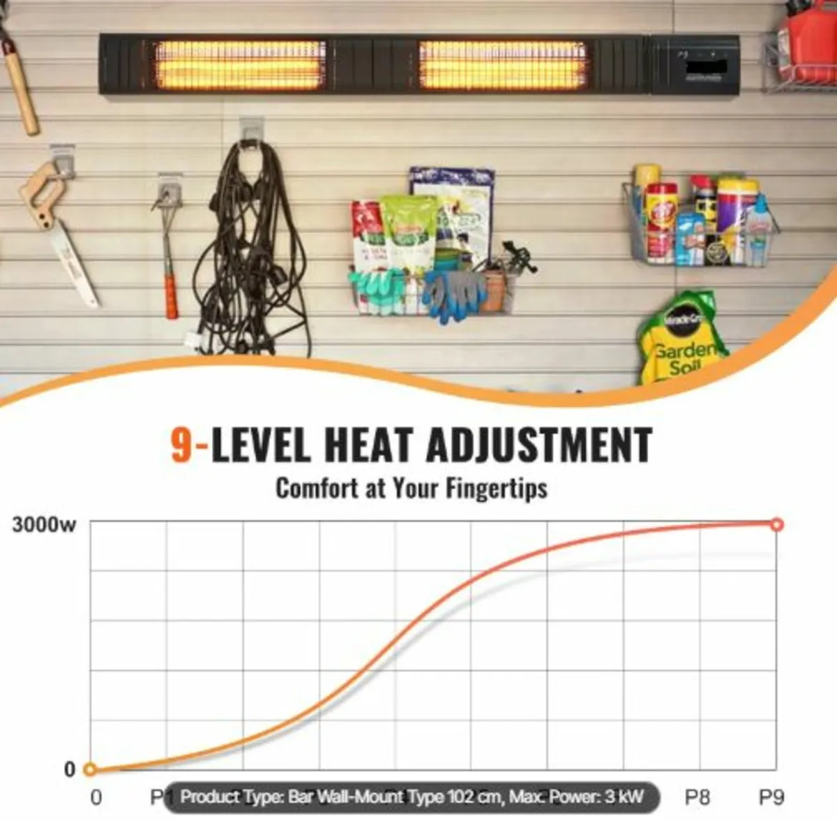 Infrared Heater, 3000W Remote Control Electric - Image 2