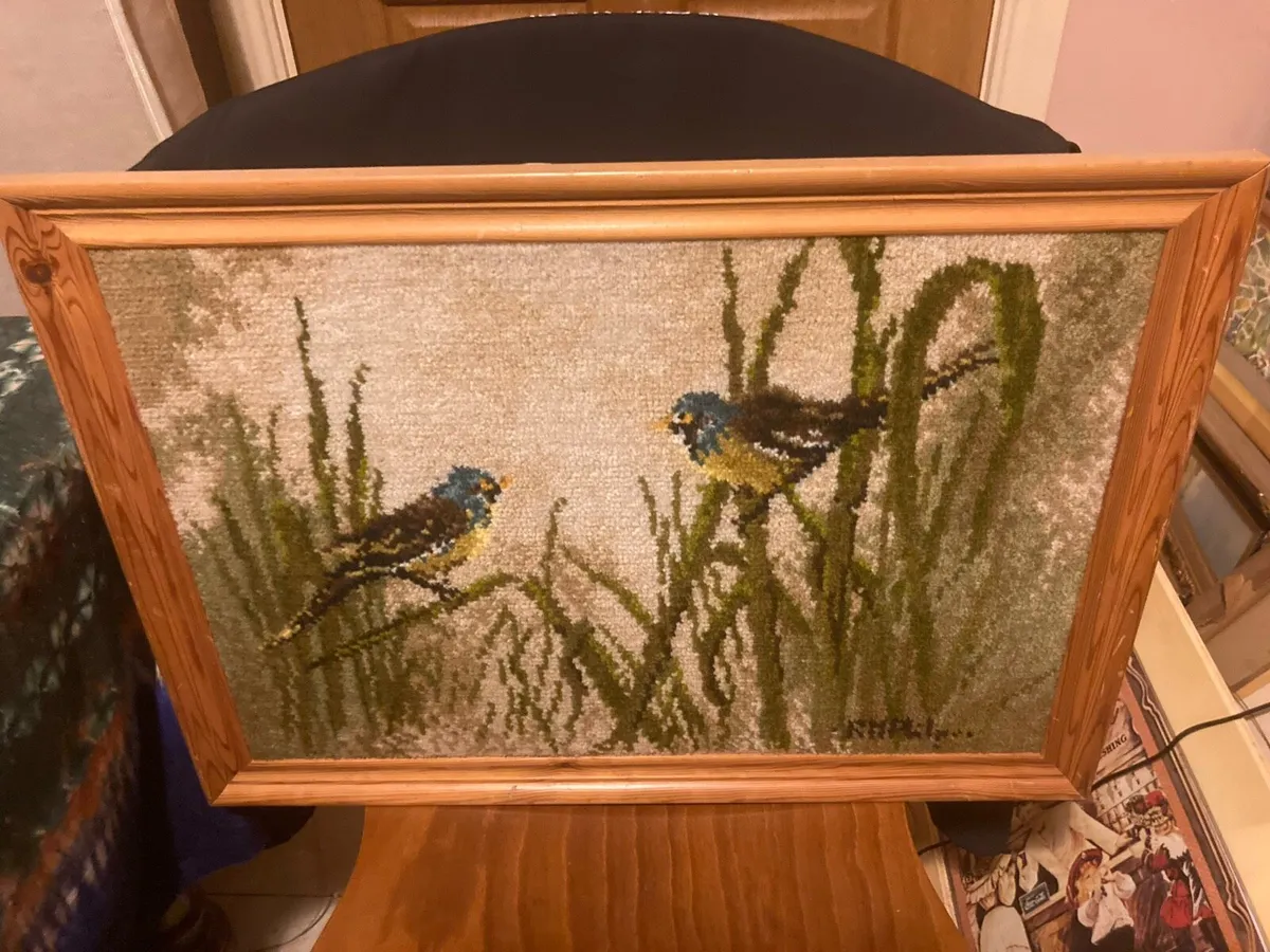 Tapestry framed birds free postage