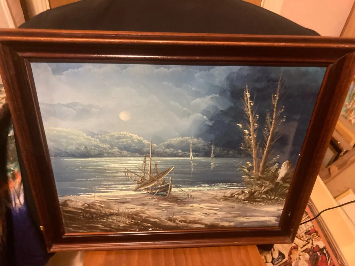 Acrylic signed framed painting free postage