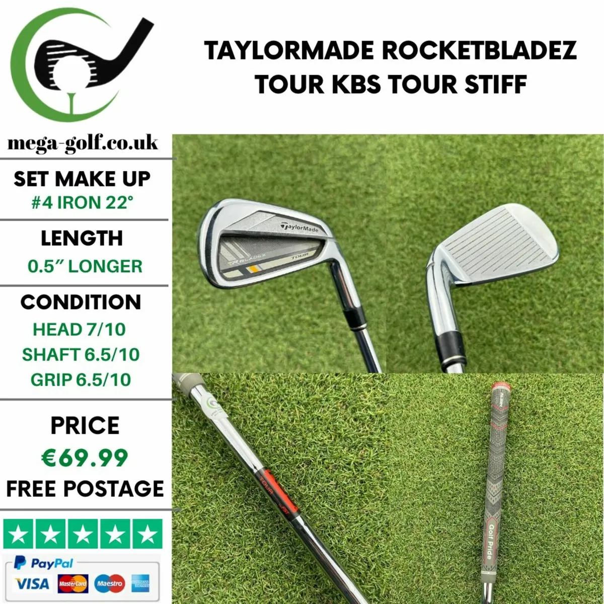 Taylormade Rocketbladez Tour #4 Iron 22° / Stiff - Image 1