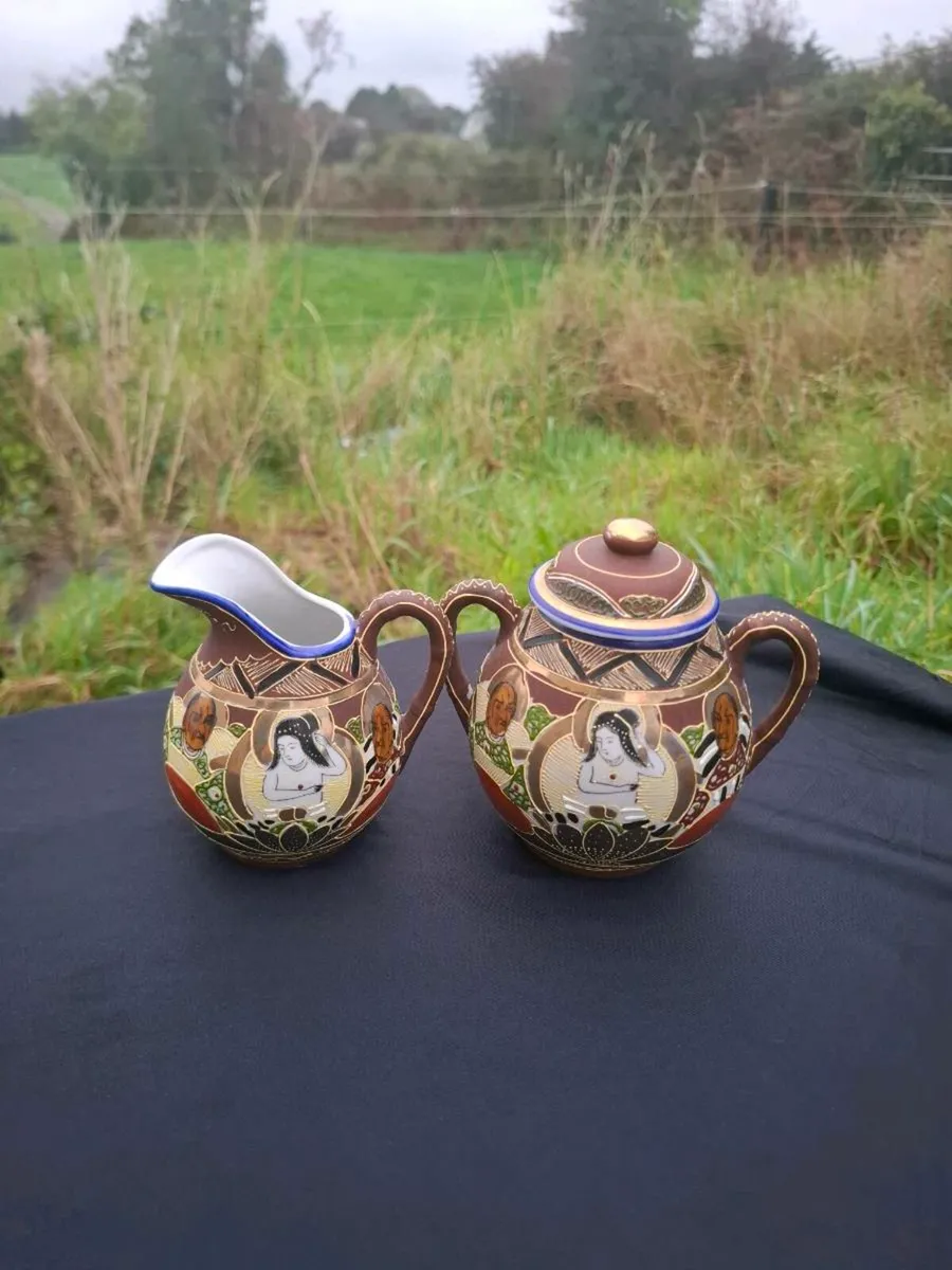 Asian brown china sugar milk jug postage possible