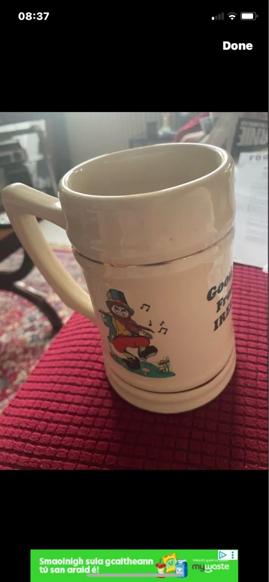 Good Luck From Ireland Ceramic Tankard - Image 1