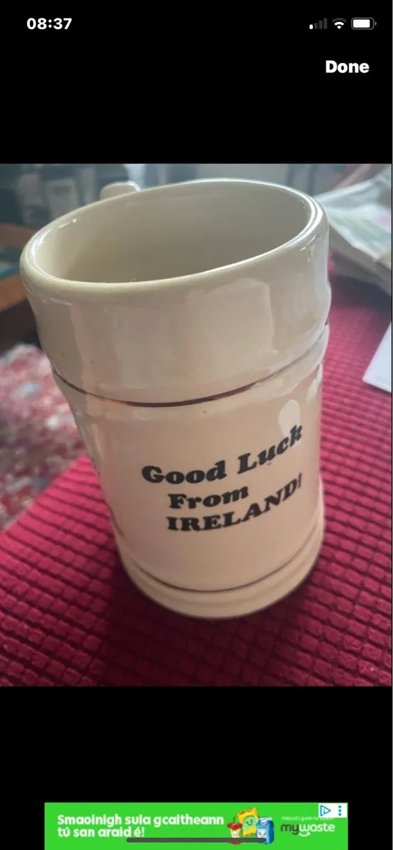 Good Luck From Ireland Ceramic Tankard - Image 2