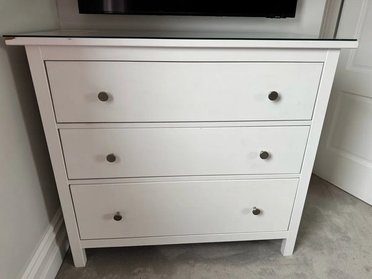 White IKEA Hemnes 3 Drawer Chest of drawers - Image 1