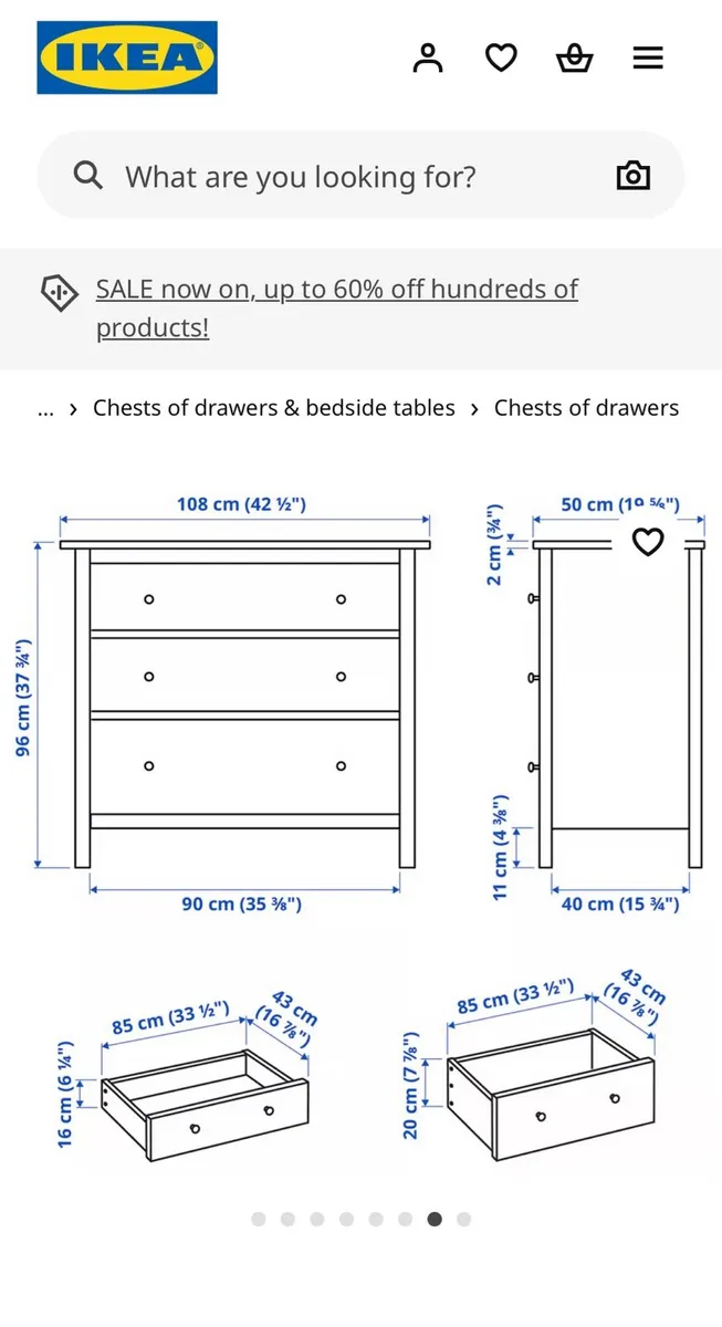 White IKEA Hemnes 3 Drawer Chest of drawers - Image 4
