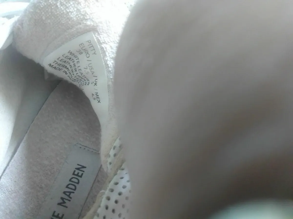 STEVE MADDEN WHITE LEATHER CHUNKY TRAINERS SIZE 5 - Image 3
