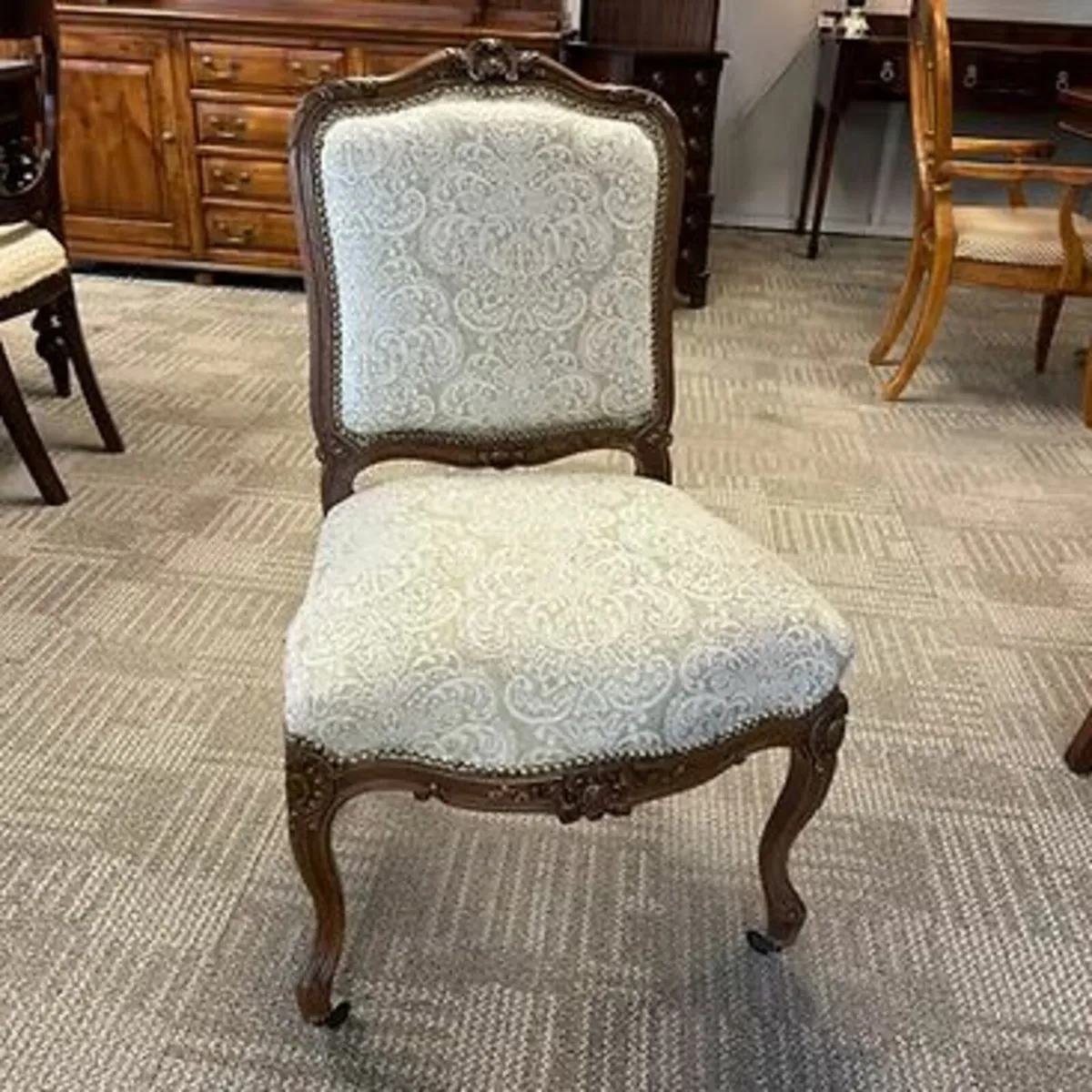 Fabulous Victorian patterned fabric bedroom chair.