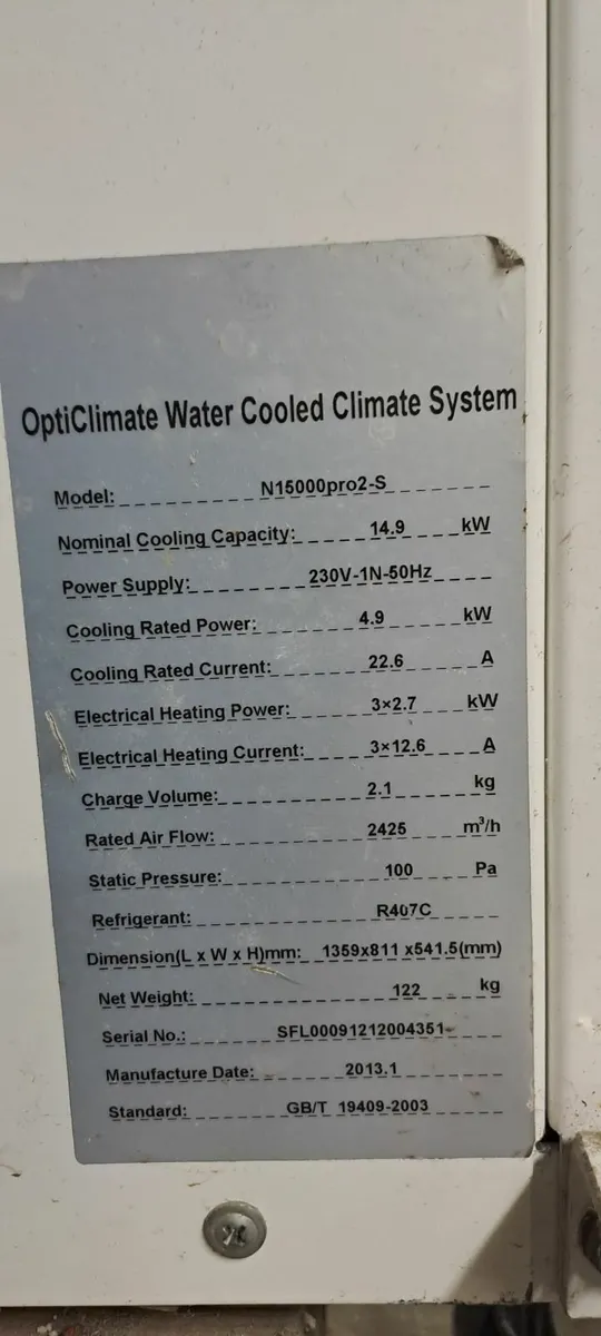 Opticlimate  1500 pro  Water Cooled Climate System - Image 3