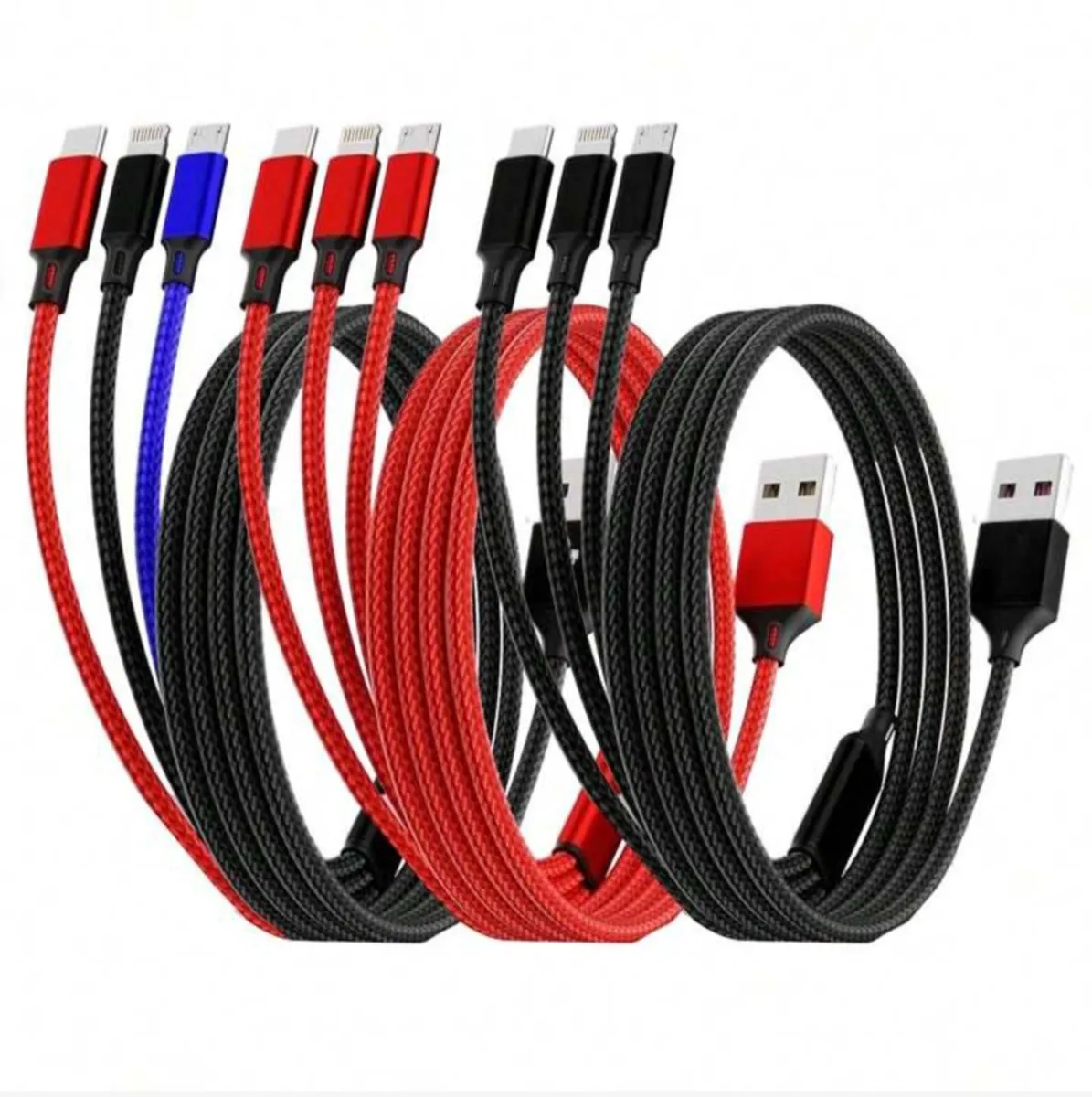 3 in 1 Charger Cable 1.2 metre iPhone Android - Image 2