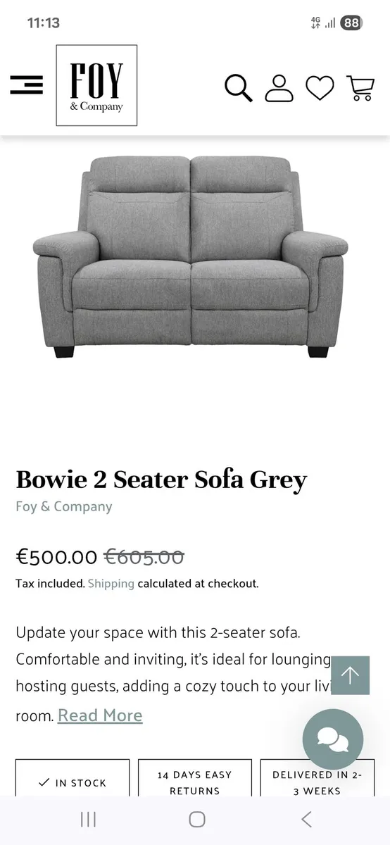 Grey 2 seater sofa. New - Image 1