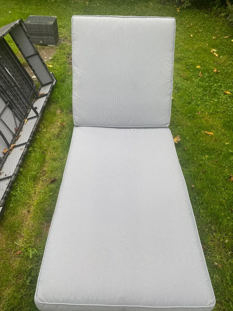 Grey rattan garden lounger and cushion - Image 3