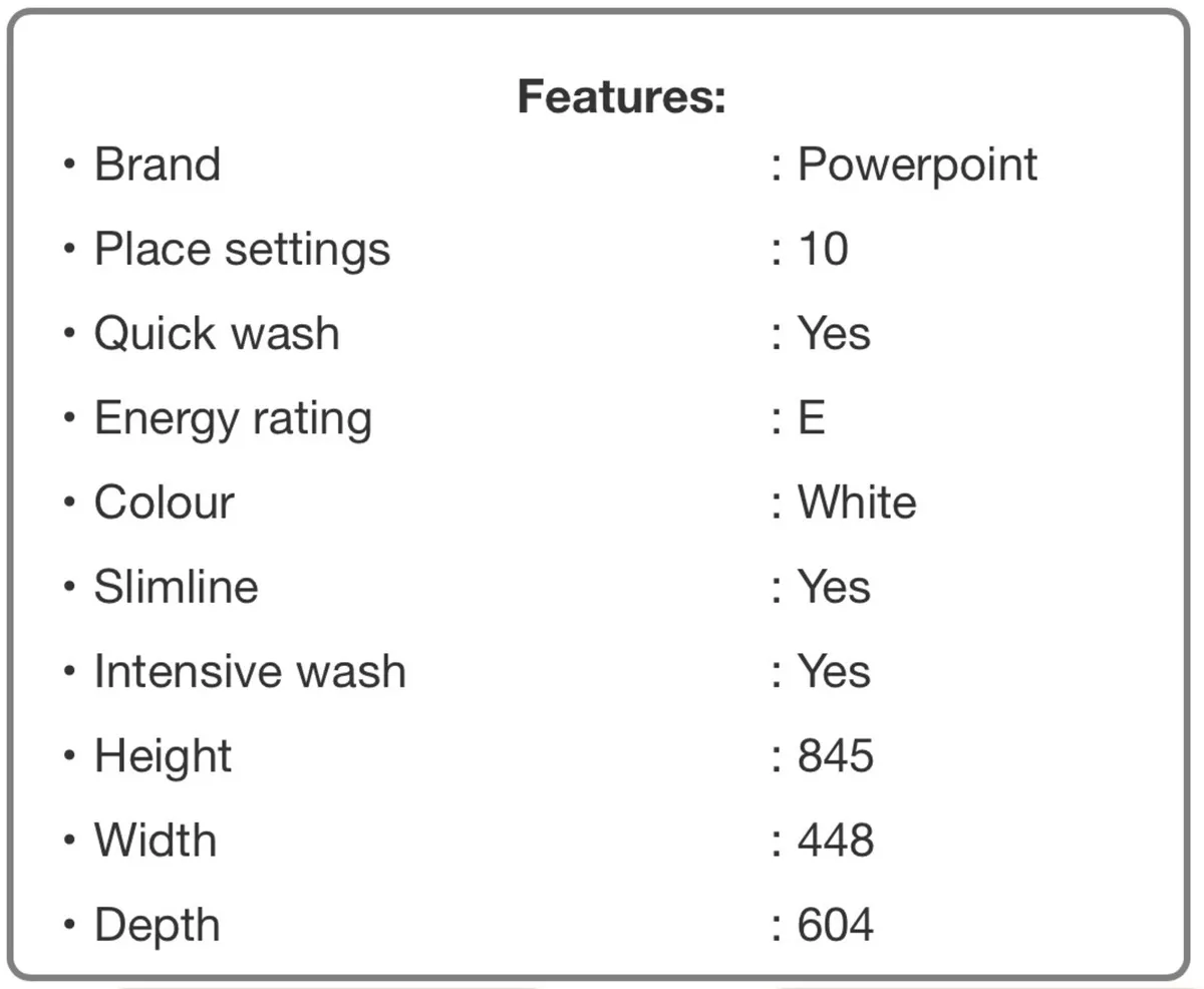 POWERPOINT 9 LITRE SLIMLINE DISHWASHER - Image 3