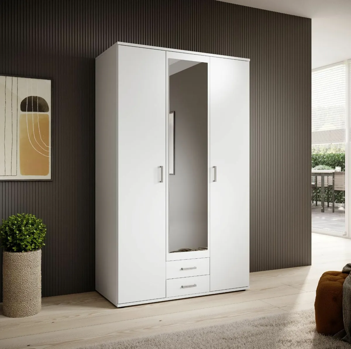 Premium 3-Door Wardrobe with Mirror & Drawers - Image 1