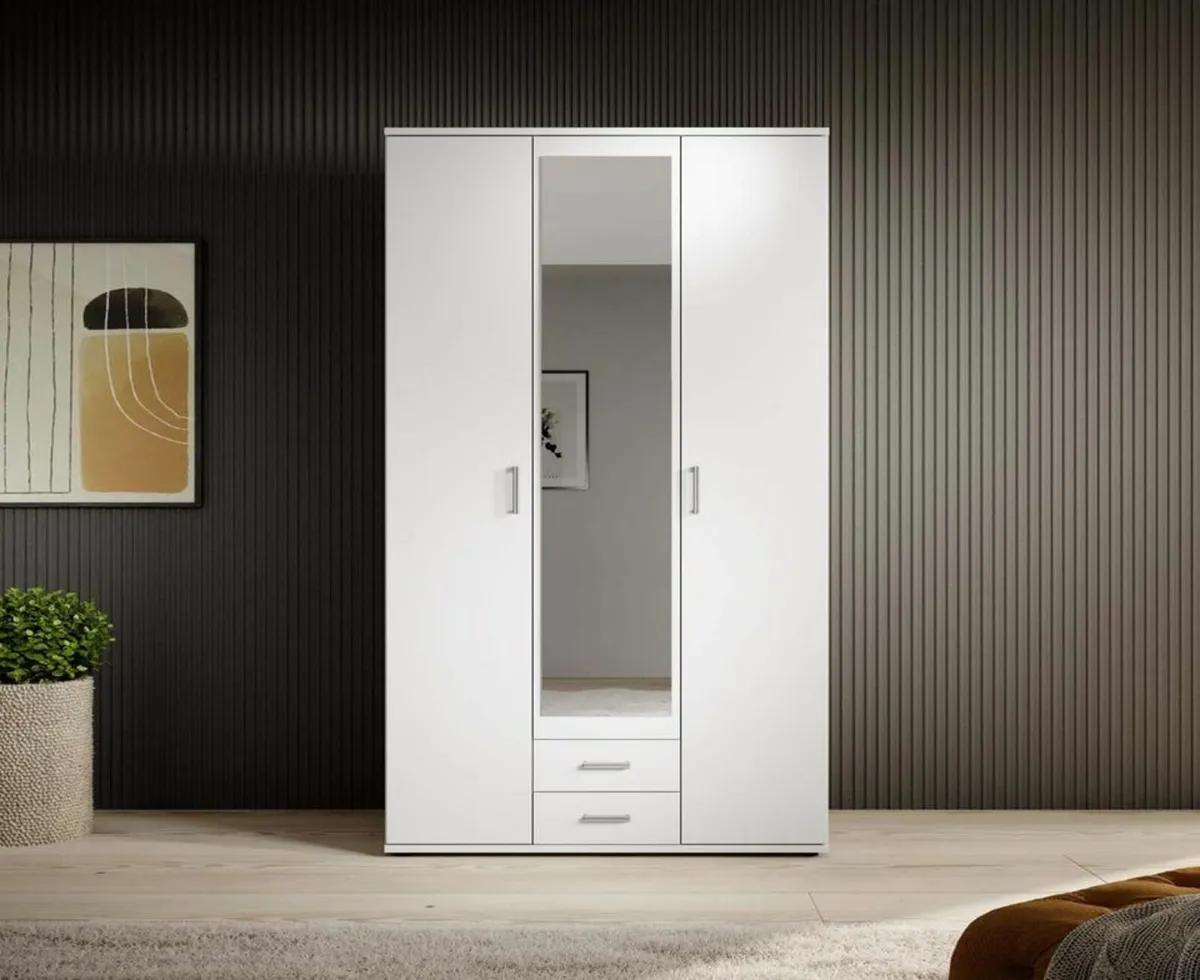 Premium 3-Door Wardrobe with Mirror & Drawers - Image 2