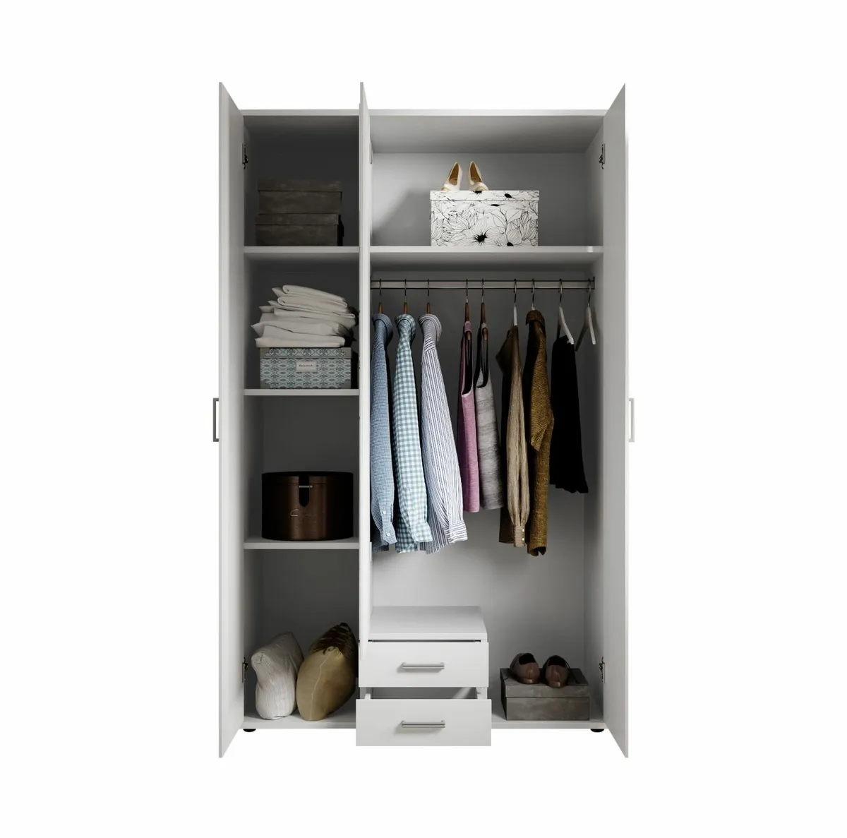 Premium 3-Door Wardrobe with Mirror & Drawers - Image 3